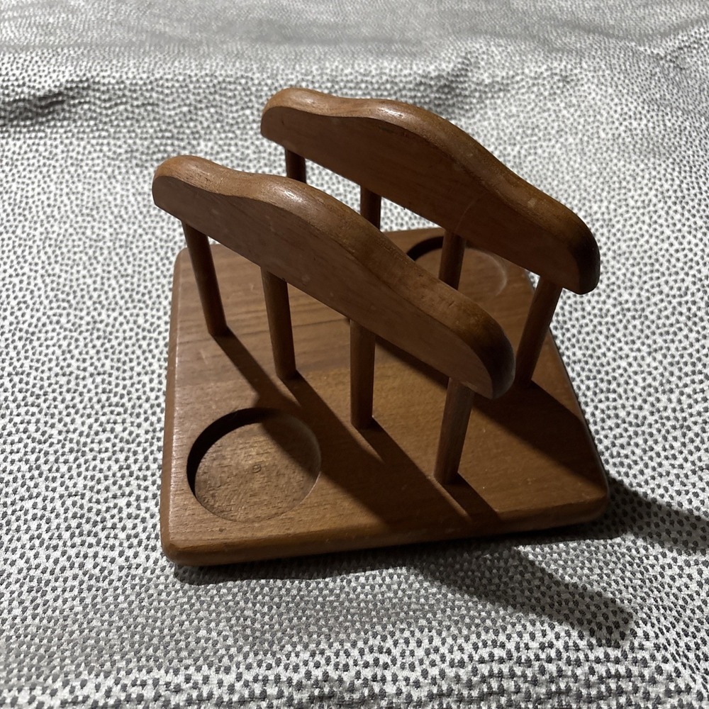 Vintage Cottagecore Gailstyn-Sutton Teak Wood Napkin Salt Pepper Shaker Holder